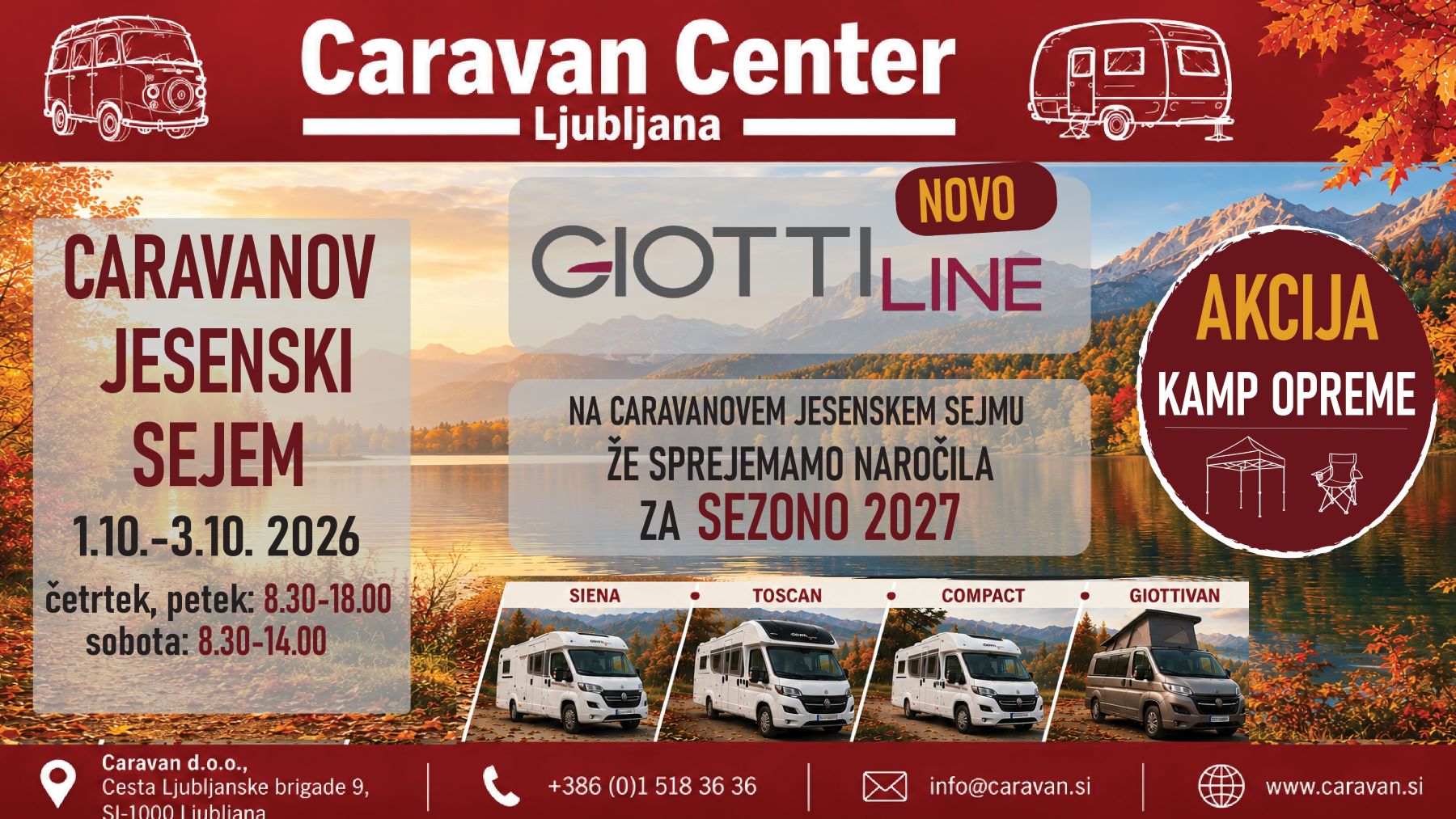 Caravan Center Ljubljana - jesenski hišni sejem 2026 - Avtokampi.si