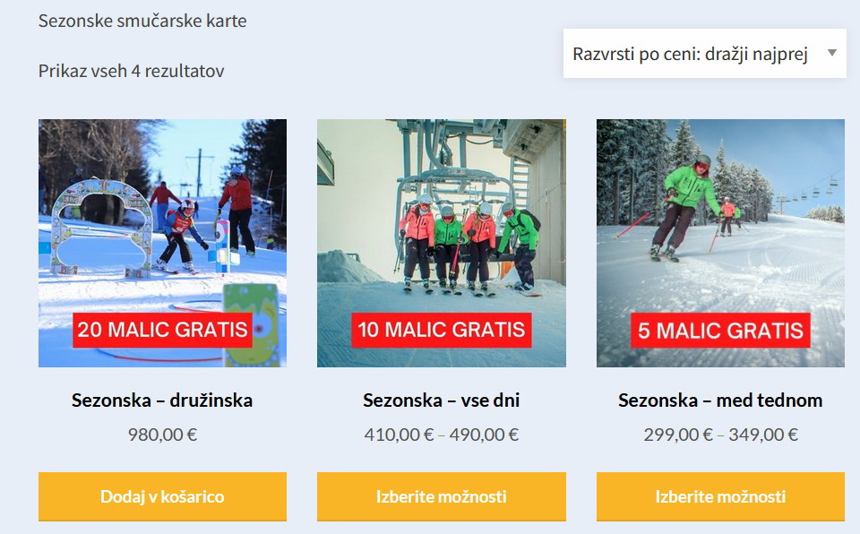 AKCIJA - Predprodaja smučarskih kart za smučišča po Sloveniji
