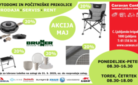 Caravan Center Ljubljana ima akcijo na kamp opremo ter 30% popust na najem avtodomov in počitniških prikolic