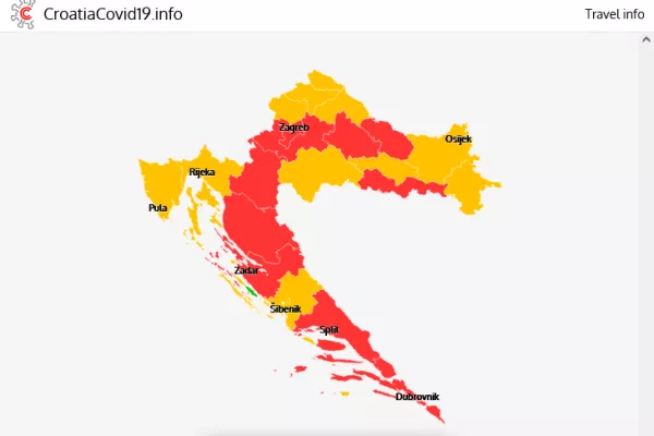 Covid zemljevid hrvaška - 9.9. 2021