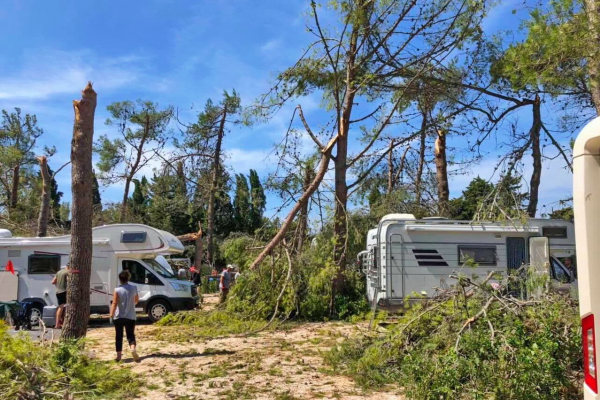 Huge storm and damage in camping in Zadar